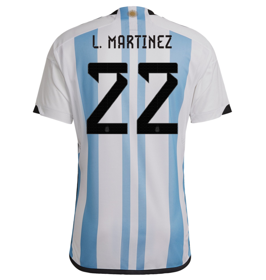 L Martinez #22 Argentina Home Soccer Jersey 2022/23