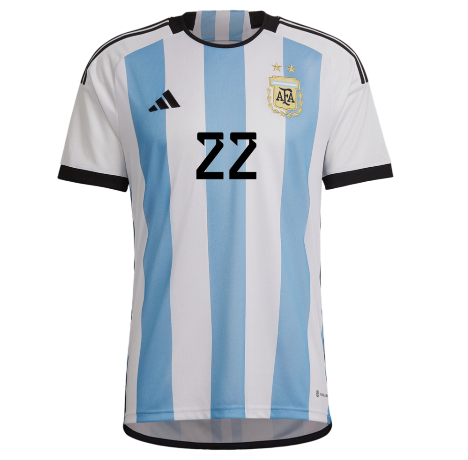 L Martinez #22 Argentina Home Soccer Jersey 2022/23