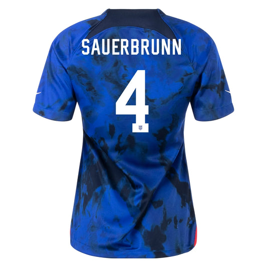 Sauerbrunn #4 USA Away Women Soccer Jersey 2022/23